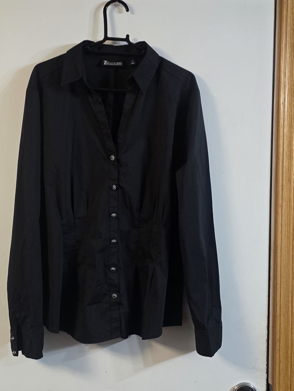 New York & Company Womans Black Button-Front Shirt Sz XL